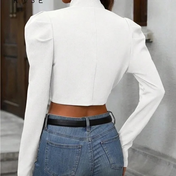 White Cropped Jacket - Picture 3 of 7